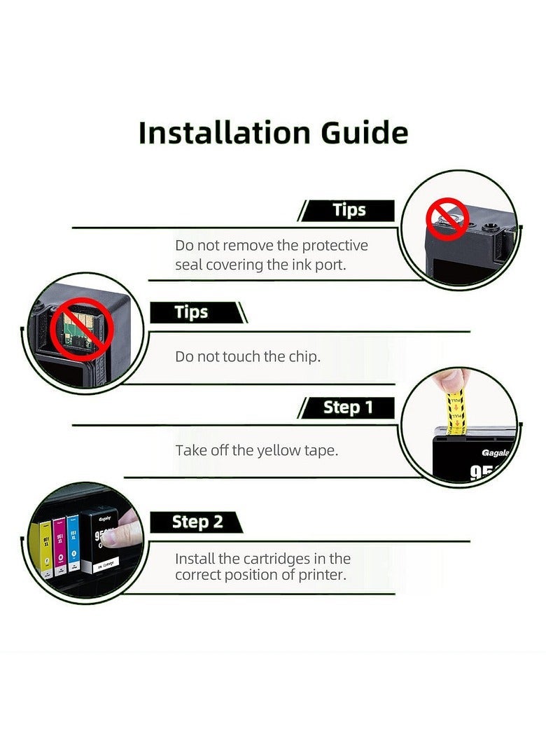 953XL 953 XL 4 Multi-Pack (Black XL and C/M/Y) Compatible Ink Cartridge Replacement with Advanced Chip Technology for Officejet pro 7720 7730 7740 8710 8715 8720 8725 Printers - Image 5